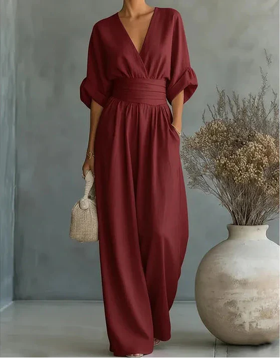 Losvallende jumpsuit met V-hals Dames