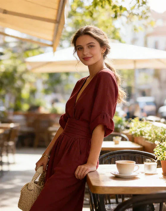 Losvallende jumpsuit met V-hals Dames