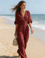 Losvallende jumpsuit met V-hals Dames