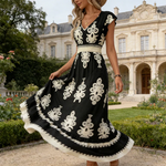 Maxi jurk met V-Hals en getailleerde taille Dames