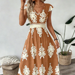 Maxi jurk met V-Hals en getailleerde taille Dames