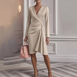 Midi zomerjurk met v-hals dames
