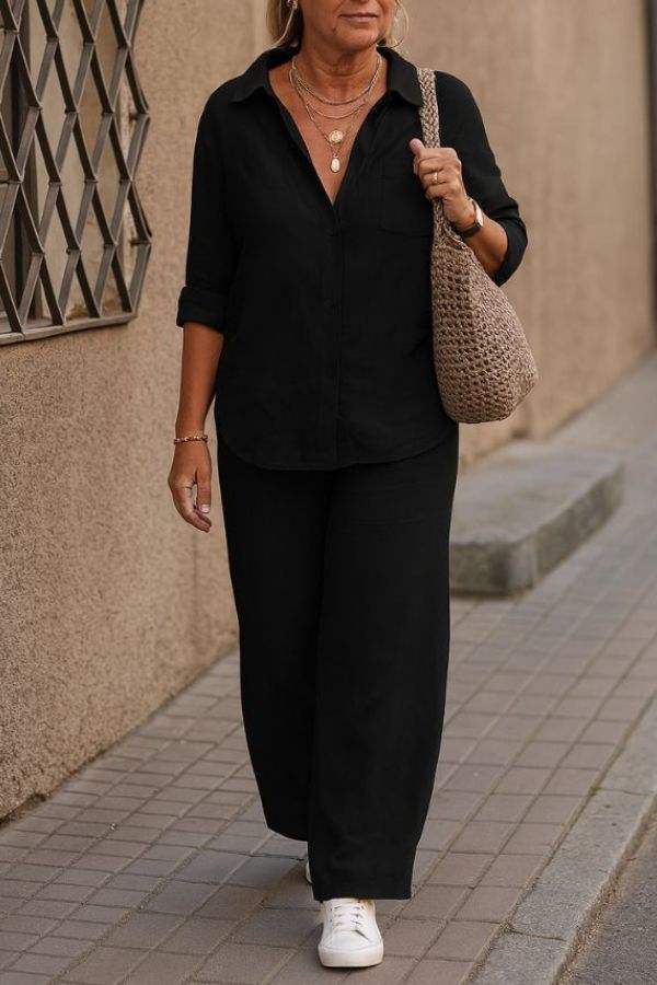 Tweedelige set met overhemd en broek Dames