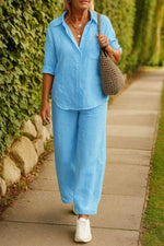 Tweedelige set met overhemd en broek Dames