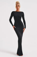 Bodycon maxi jurk met open rug Dames