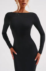 Bodycon maxi jurk met open rug Dames