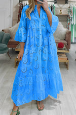 Geborduurde kanten maxi jurk Dames