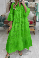 Geborduurde kanten maxi jurk Dames