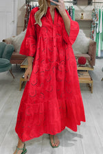 Geborduurde kanten maxi jurk Dames