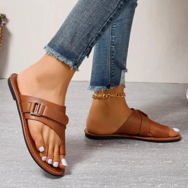 PU leren sandalen met teenring Dames