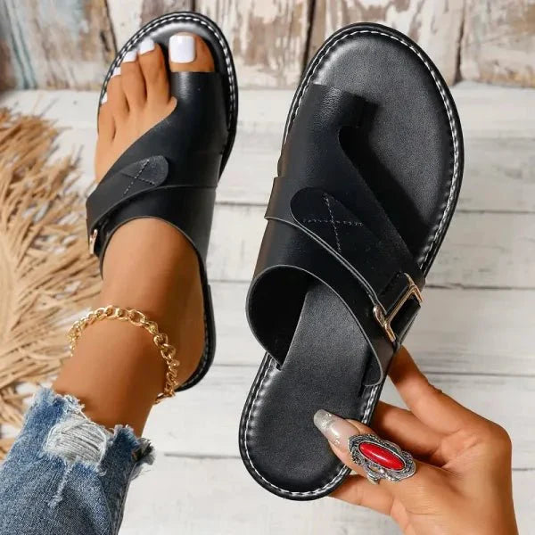 PU leren sandalen met teenring Dames