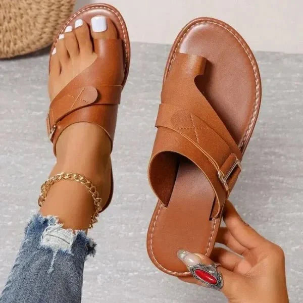 PU leren sandalen met teenring Dames