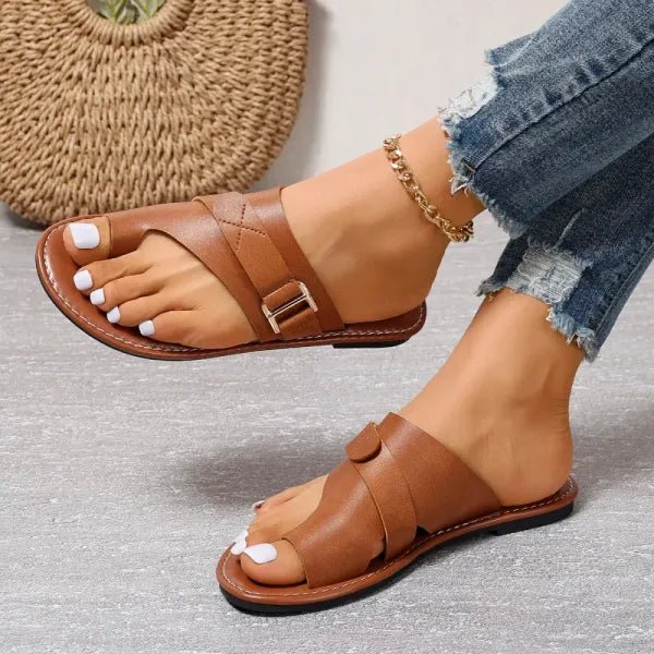 PU leren sandalen met teenring Dames