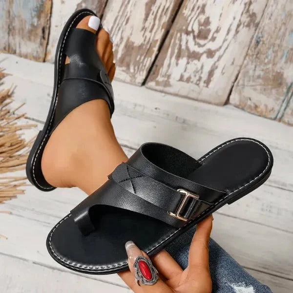 PU leren sandalen met teenring Dames