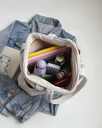Corduroy tote bag met zijvakken Dames