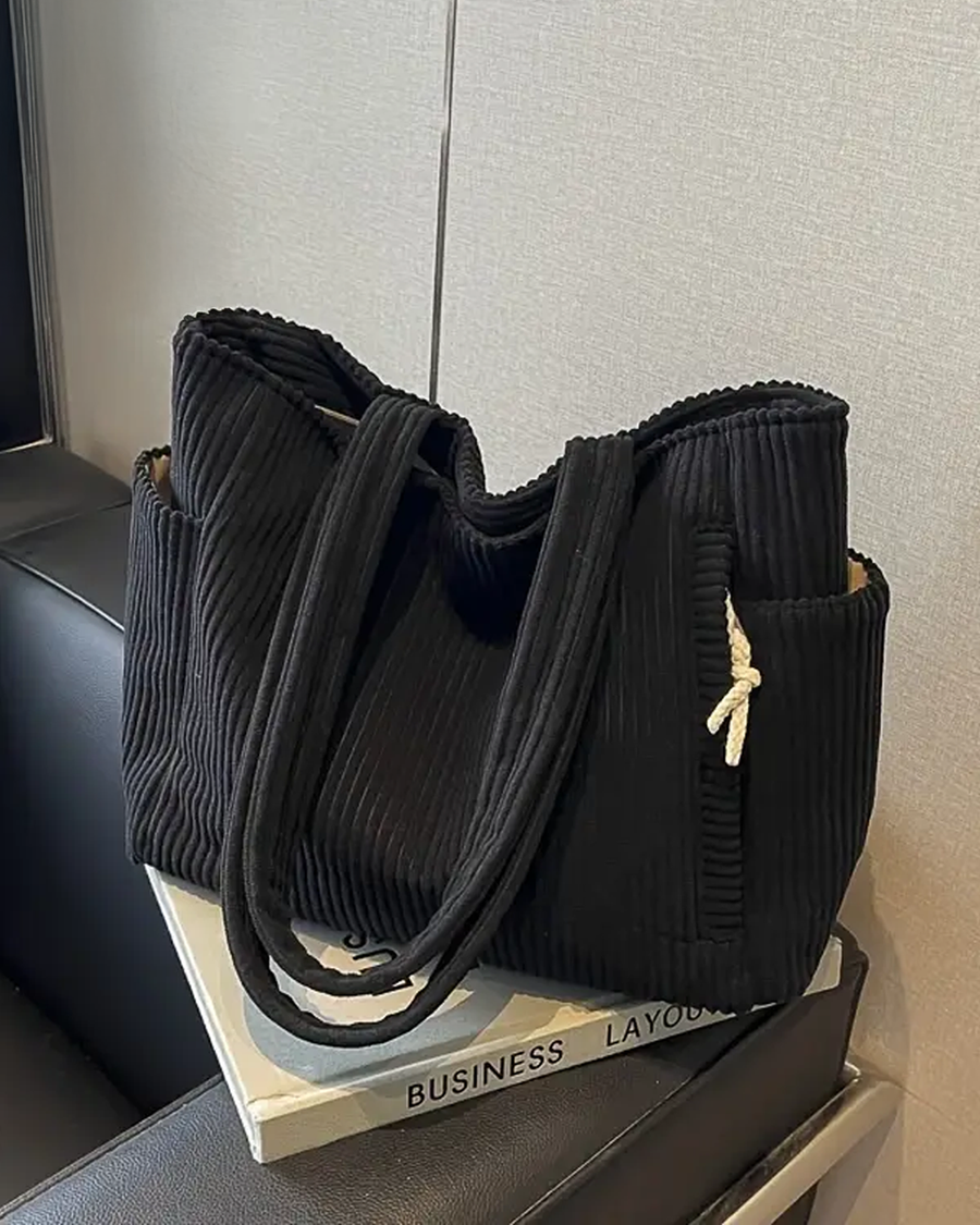 Corduroy tote bag met zijvakken Dames