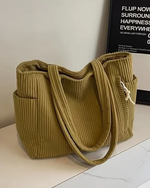 Corduroy tote bag met zijvakken Dames