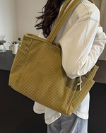 Corduroy tote bag met zijvakken Dames