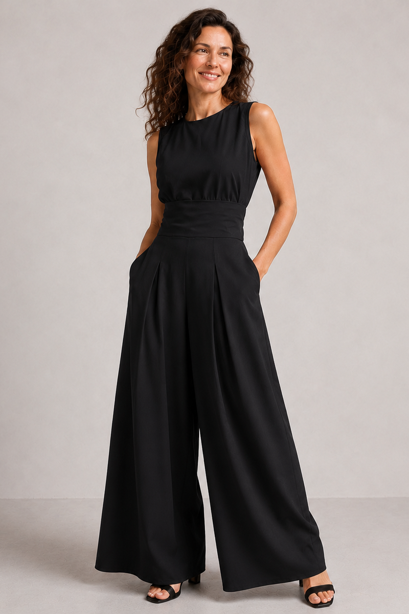 Mouwloze jumpsuit met wijde pijpen Dames